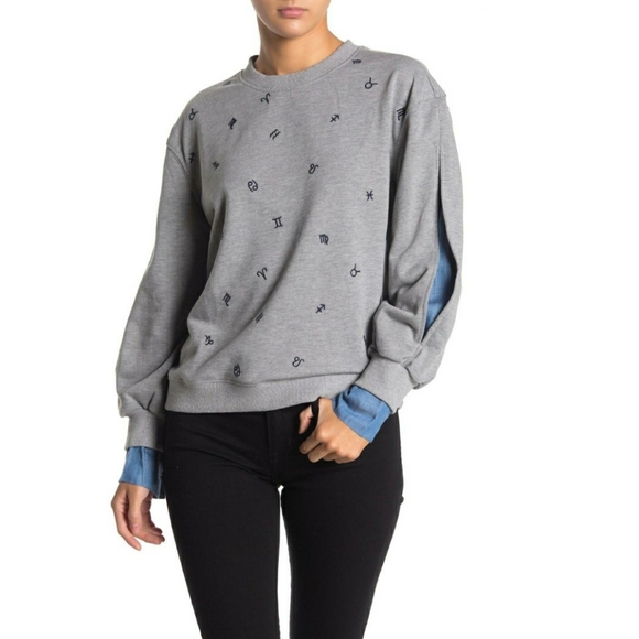 CURRENT AIR Anthro Chic Zodiac Sweatshirt Top - Picture 3 of 9